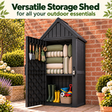 Olsen & Smith 750L Plastic Garden Shed – 163cm Tall Maintenance-Free Outdoor Tool Store, 100% Recycled Polypropylene, Weatherproof NatureGuard, Combination Padlock, Shelf & 6 Hooks, Lift-Up Apex Roof, Anthracite