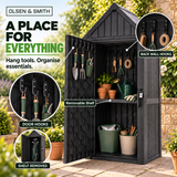 Olsen & Smith 750L Plastic Garden Shed – 163cm Tall Maintenance-Free Outdoor Tool Store, 100% Recycled Polypropylene, Weatherproof NatureGuard, Combination Padlock, Shelf & 6 Hooks, Lift-Up Apex Roof, Anthracite