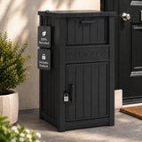 Olsen & Smith Outdoor Parcel Box – Secure Lockable Delivery Post Box with Anti-Theft Posting Slot, 90L Compartment, Combination Padlock, Recycled Polypropylene, Weatherproof Freestanding Design (Anthracite)