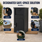 Olsen & Smith Outdoor Parcel Box – Secure Lockable Delivery Post Box with Anti-Theft Posting Slot, 90L Compartment, Combination Padlock, Recycled Polypropylene, Weatherproof Freestanding Design (Anthracite)