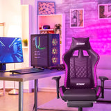 Olsen & Smith Premium Electric Standing Desk & XTREME RGB Gaming Chair Bundle with Bluetooth Speakers, LED Lights, Adjustable Height, Lumbar Support, Headrest & Footrest