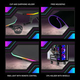 XTREME RGB Gaming Chair & Desk Bundle with Bluetooth Speakers, LED Lights, Carbon Fibre Tabletop, Headrest, Lumbar Support, Footrest & Storage Accessories