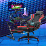 XTREME Gaming Chair (Black/Red) & Gaming Desk With Detachable Shelf - Packed Direct UK
