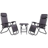 3 Piece Zero Gravity Reclining Garden Patio Deck Chair Sun Lounger, 2 Chair & Table Set, Black - Packed Direct UK