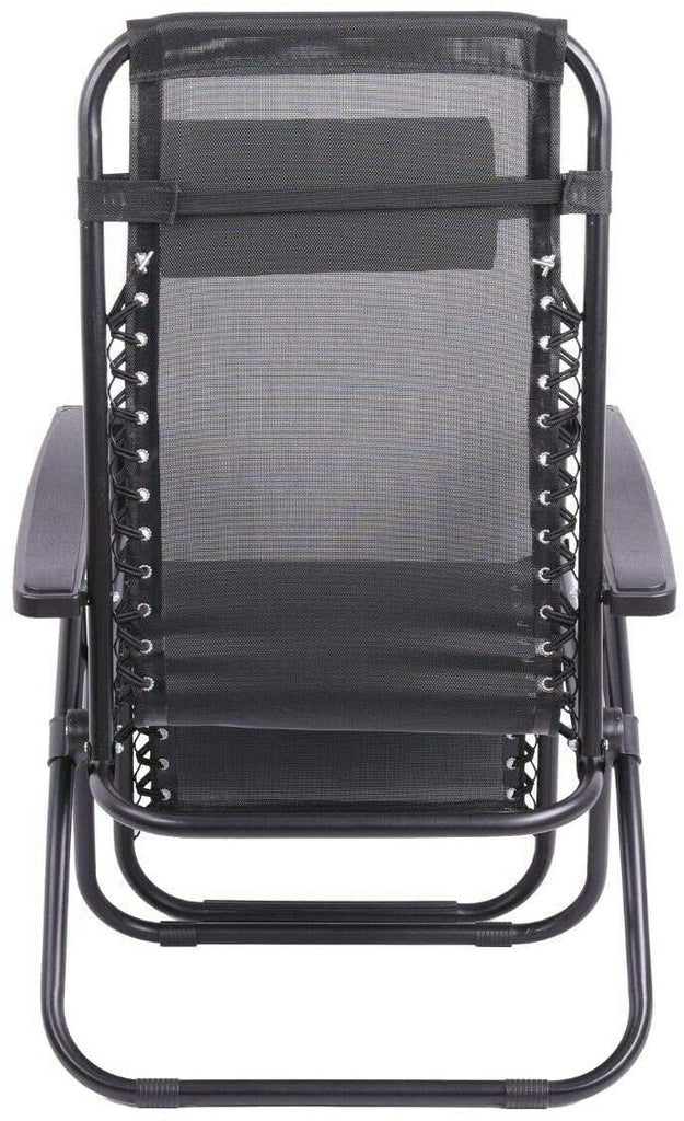 3 Piece Zero Gravity Reclining Garden Patio Deck Chair Sun Lounger, 2 Chair & Table Set, Charcoal - Packed Direct UK