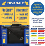 5 Cities (40x20x25cm) Hand Luggage Holdall Flight Bag, New and Improved Ryanair Maximum Sized Under Seat Cabin Holdall – Take The Max on Board! - Packed Direct UK