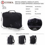 5 CITIES 40x30x10 New and Improved 2022 British Airways, Virgin Atlantic, EasyJet Holdall Cabin Luggage Under Seat Flight Bag, Black - Packed Direct UK