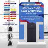 5 CITIES 40x30x10 New and Improved 2022 British Airways, Virgin Atlantic, EasyJet Holdall Cabin Luggage Under Seat Flight Bag, Black - Packed Direct UK