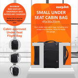 5 CITIES 45x36x20 New and Improved 2022 easyJet Maximum Size Holdall Cabin Luggage Under Seat Flight Bag, Black - Packed Direct UK
