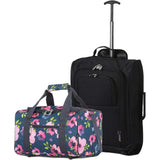 5 Cities (55x35x20cm) Lightweight Cabin Hand Luggage and (40x20x25cm) Holdall Flight Bag - Packed Direct UK