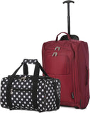 5 Cities (55x35x20cm) Lightweight Cabin Hand Luggage and (40x20x25cm) Holdall Flight Bag - Packed Direct UK