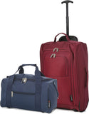 5 Cities (55x35x20cm) Lightweight Cabin Hand Luggage and (40x20x25cm) Holdall Flight Bag - Packed Direct UK