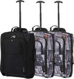 5 Cities (55x35x20cm) Lightweight Cabin Hand Luggage Set (Black + Navy + Green) - Packed Direct UK