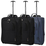 5 Cities (55x35x20cm) Lightweight Cabin Hand Luggage Set (Black + Navy + Green) - Packed Direct UK