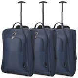 5 Cities (55x35x20cm) Lightweight Cabin Hand Luggage Set (Black + Navy + Green) - Packed Direct UK