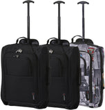 5 Cities (55x35x20cm) Lightweight Cabin Hand Luggage Set (Black + Navy + Green) - Packed Direct UK