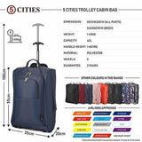 5 Cities (55x35x20cm) Lightweight Cabin Hand Luggage Set (Black + Navy + Green) - Packed Direct UK