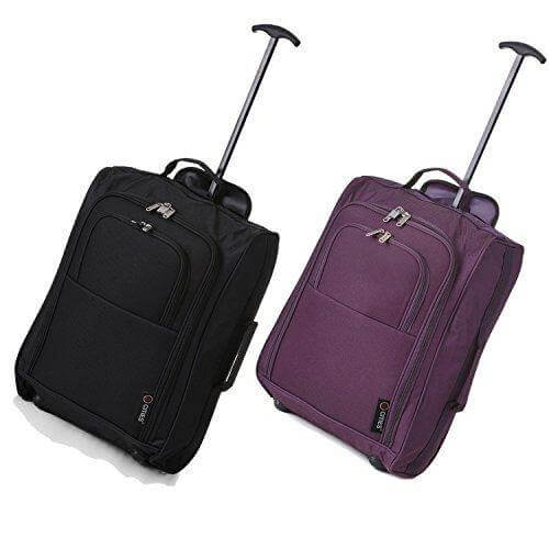 5 Cities (55x35x20cm) Lightweight Cabin Hand Luggage (x2), Approved For Ryanair/easyJet/British Airways and more! - Packed Direct UK
