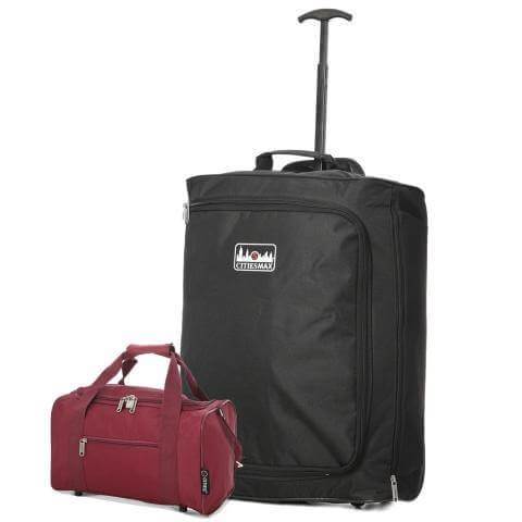 5 Cities (55x40x20cm) Lightweight Cabin Hand Luggage and (40x20x25cm) Holdall Flight Bag - Packed Direct UK