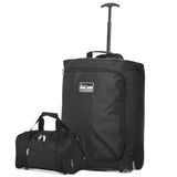 5 Cities (55x40x20cm) Lightweight Cabin Luggage Trolley Bag and (35x20x20cm) Holdall Flight Bag Set - Packed Direct UK