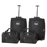 5 Cities (55x40x20cm) Lightweight Cabin Luggage Trolley Bag and (35x20x20cm) Holdall Flight Bag Set - Packed Direct UK