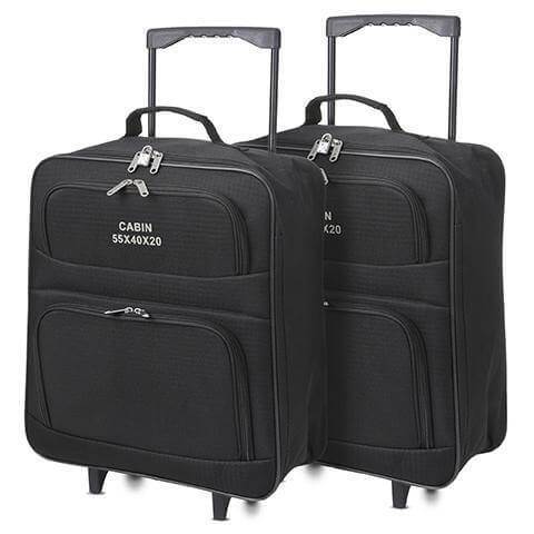 5 Cities (55x40x20cm) Lightweight Folding Cabin Hand Luggage (x2 Set) - Packed Direct UK