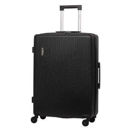 5 Cities (71x49x26cm) Medium 25” Lightweight ABS Hard Shell Hold Check in Luggage Suitcase with 4 Wheels - Black - Packed Direct UK