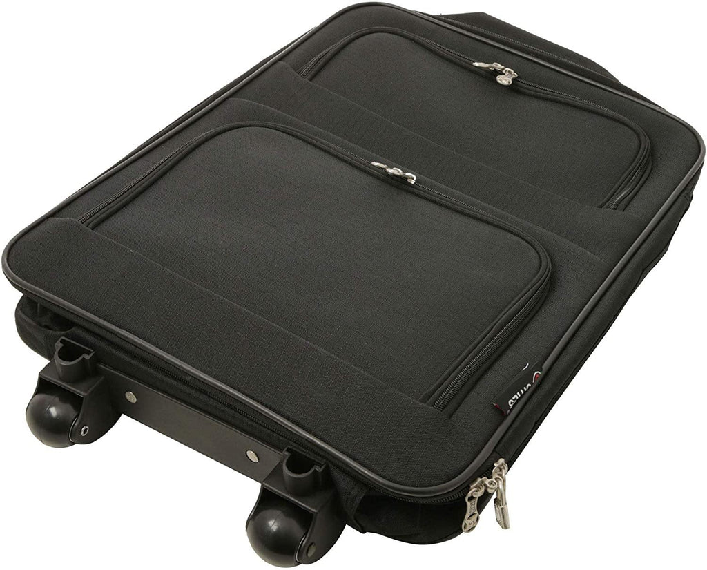 5 Cities Folding Cabin Ryanair Second Bag Hand Luggage, 55 cm, 39 Litre, Black - Packed Direct UK
