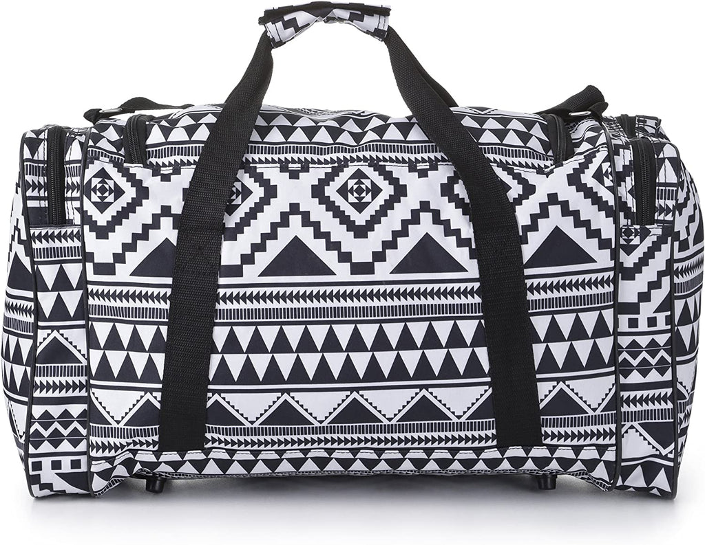 5 Cities Gym Sports Bag, Aztec Black and White - Packed Direct UK