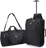 5 Cities Hand Luggage Cabin Bundle Sets Holdall Duffle Bag and Travel Trolley Backpack 2 & 3 Piece Sets for Easyjet/Ryanair! BP Trolley/Holdall Black - Packed Direct UK