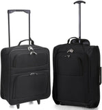 5 Cities Hand Luggage Cabin Bundle Sets, Trolley Bags and Travel Trolley Backpack 2 & 3 Piece Sets for Easyjet/Ryanair! Trolley/Fold Black - Packed Direct UK