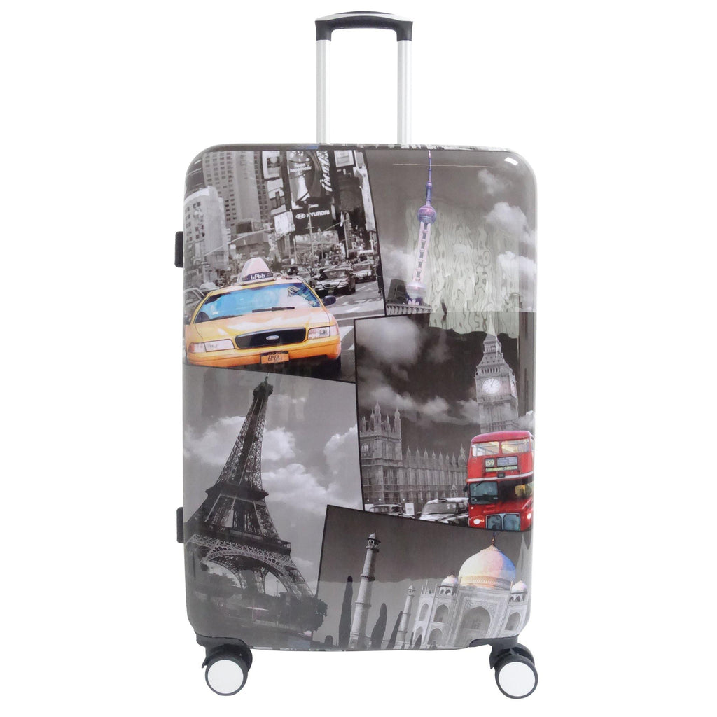 5 Cities Hard Shell Travel Trolley Hold Check in Luggage Suitcase with 4 Wheels (3 PCS) - Packed Direct UK