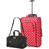 5 Cities Ryanair Cabin Approved Main and Second Set Carry On Both Hand Luggage,55x35x20cm, 42 L - Packed Direct UK
