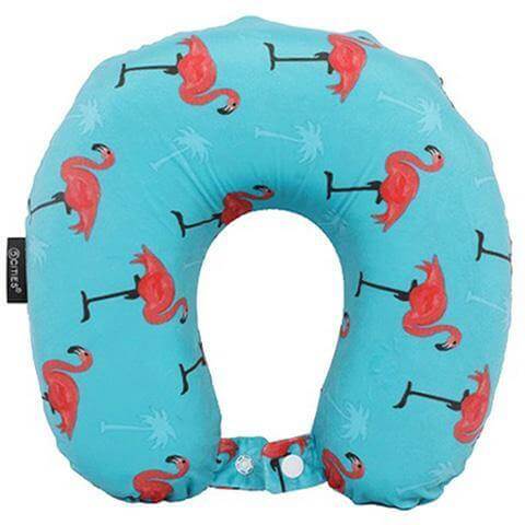 5 Cities Travel Pillow Neck Memory Foam Cushion - Flamingo Aqua - Packed Direct UK