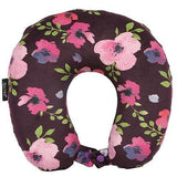 5 Cities Travel Pillow Neck Memory Foam Cushion - Floral Purple - Packed Direct UK