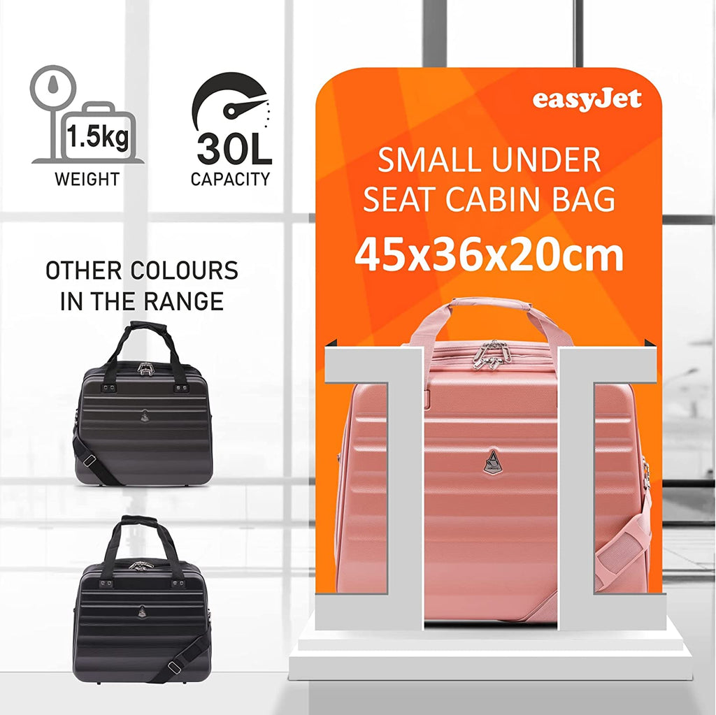 Aerolite New Summer 2024 Easyjet Maximum Size 45x36x20cm Hand Cabin Luggage Approved Hard Shell Travel Carry On Holdall Shoulder Under Seat Flight Bag with 2 Year Warranty Set of 2