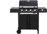 Olsen & Smith 4+1 Gas Burner Garden Outdoor BBQ Barbecue Grill, 4 Burners with Side Burner Hotplate, Adjustable Heat Dials & Storage, 2 Wheels - Black