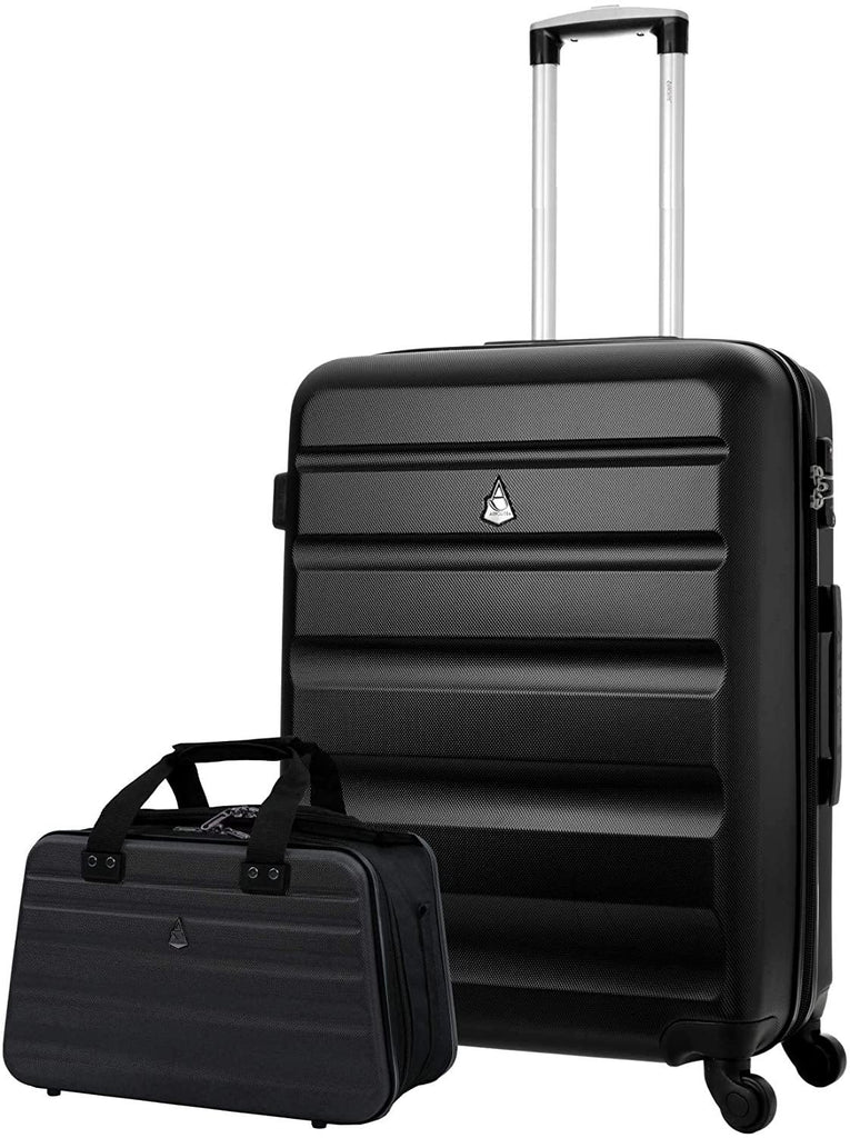 Aerolite 25" Lightweight ABS Hard Shell Check in Luggage Suitcase + Ryanair Max Size 40x20x25cm Hand Cabin Shoulder Flight Bag - Packed Direct UK
