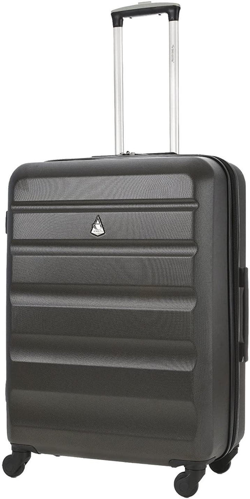 Aerolite 25" Lightweight ABS Hard Shell Check in Luggage Suitcase + Ryanair Max Size 40x20x25cm Hand Cabin Shoulder Flight Bag Charcoal + Charcoal - Packed Direct UK