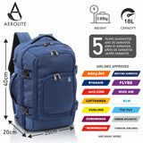 Aerolite (40x20x25cm) 3 in 1 Cabin Luggage Approved Flight Backpack, New and Improved 2023 Ryanair Maximum Size with YKK Zippers, Black - Packed Direct UK