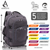 Aerolite (40x20x25cm) 3 in 1 Cabin Luggage Approved Flight Backpack, New and Improved 2023 Ryanair Maximum Size with YKK Zippers, Black - Packed Direct UK