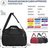 Aerolite (40x20x25cm) New and Improved 2021 Ryanair Maximum Size Holdall Cabin Luggage Under Seat Flight Bag - Packed Direct UK