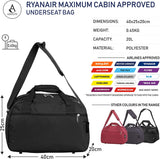 Aerolite (40x20x25cm) New and Improved 2021 Ryanair Maximum Size Holdall Cabin Luggage Under Seat Flight Holdall Bag (x2 Set) - Packed Direct UK