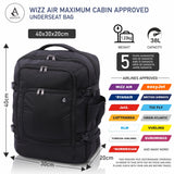 Aerolite 40x30x20 Wizz Air Maximum Size Backpack Eco-Friendly Cabin Luggage Approved Travel Carry On Holdall Lightweight Shoulder Bag Flight Rucksack with YKK Zippers 5 Year Warranty - Packed Direct UK