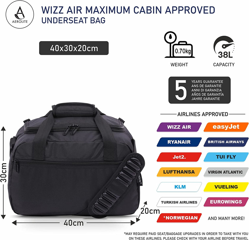 Aerolite 40x30x20 Wizz Air Maximum Size Cabin Bags With 5 Year Guarant Aerolite 40x30x20 wizz air maximum size cabin bags with 5 year guarant
