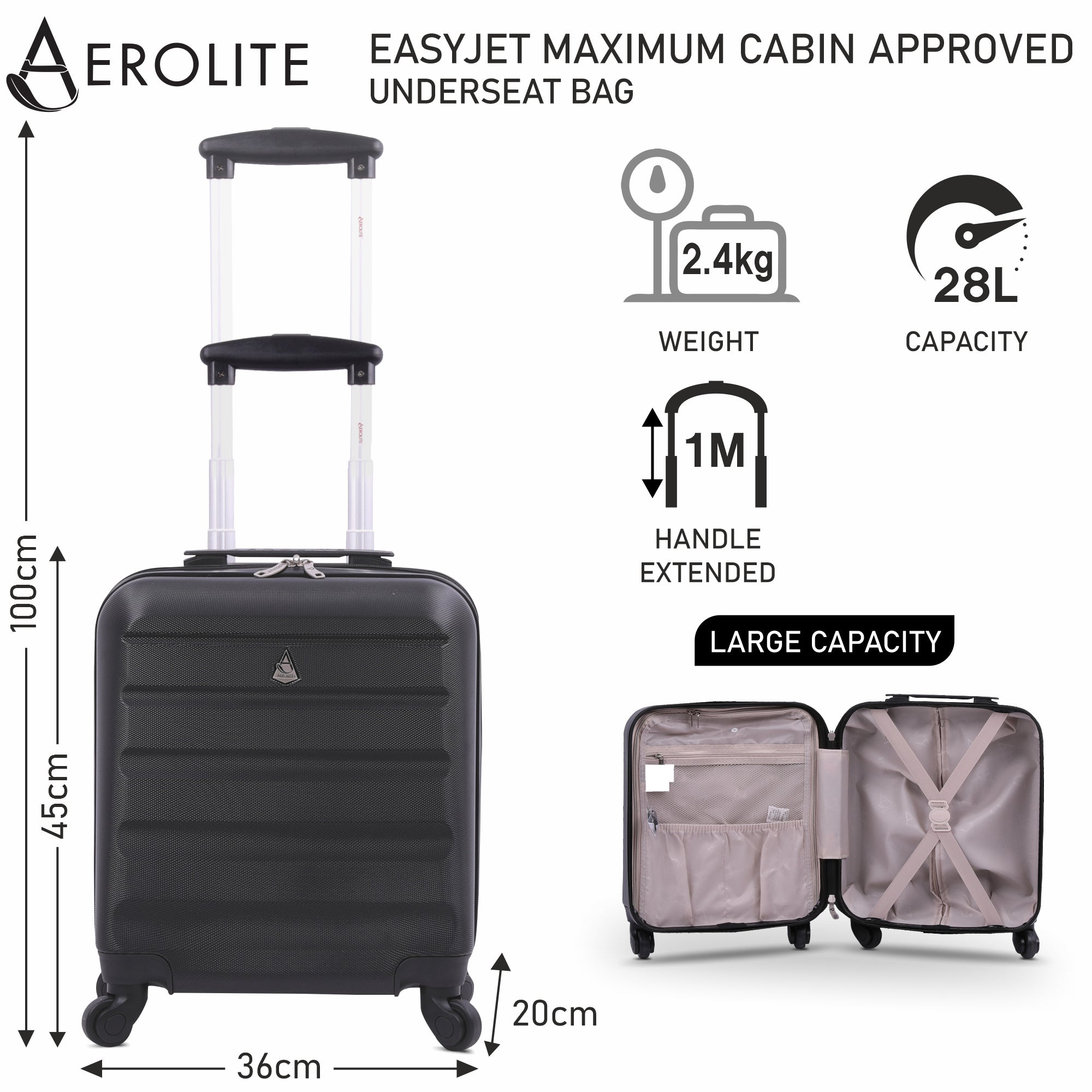 Aerolite 45x36x20cm Easyjet Maximum Size Hard Shell Carry On Hand Ca aerolite-45x36x20cm-easyjet-maximum-size-hard-shell-carry-on-hand-ca