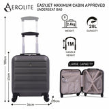 Aerolite 45x36x20 easyJet Maximum Size Hard ShellCarry On Hand Cabin Luggage Underseat Flight Bag Suitcase 45x36x20 with 4 Wheels - Packed Direct UK