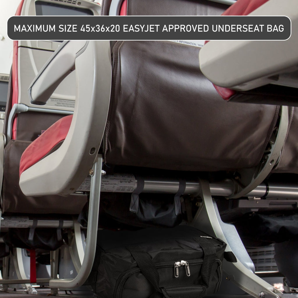Aerolite 45x36x20 New and Improved 2021 easyJet Maximum Size Holdall Cabin Luggage Under Seat Flight Bag, Black - Packed Direct UK