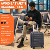 Aerolite (45x36x20cm) easyJet Maximum Size Hard Shell Carry On Hand Cabin Luggage Underseat Flight Bag Suitcase 45x36x20 with 4 Wheels - Packed Direct UK