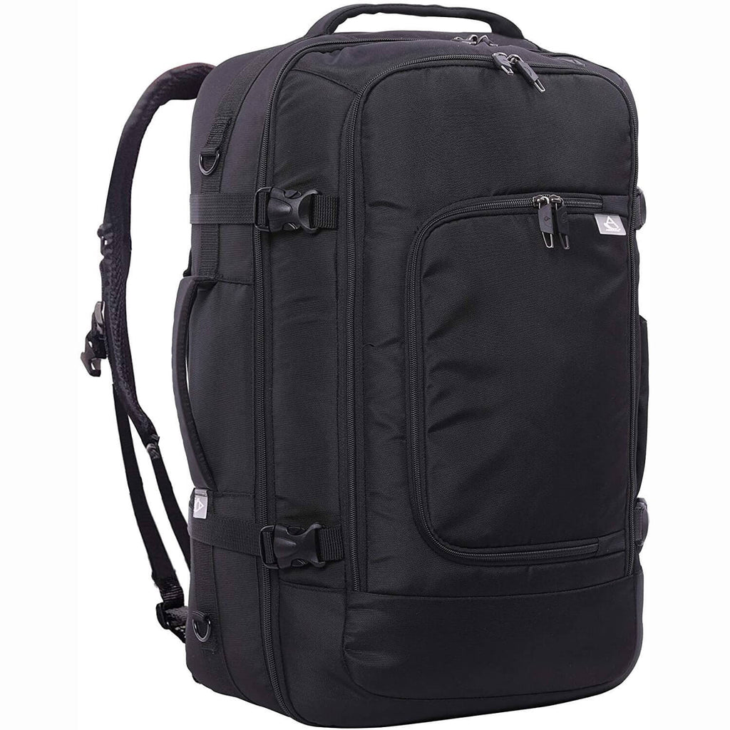 Aerolite 55x35x20cm 39L Hand Cabin Luggage Backpack with YKK Zippers, Fits 15” Laptop, Carry On Rucksack Satchel Holdall Travel Daypack Flight Bag, 55x35x20, Black - Packed Direct UK